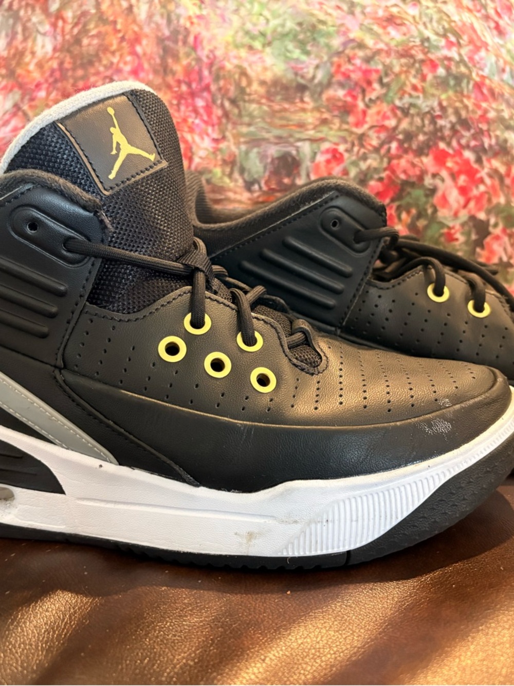 Jordan  Black Sneakers with Gold Eyelets